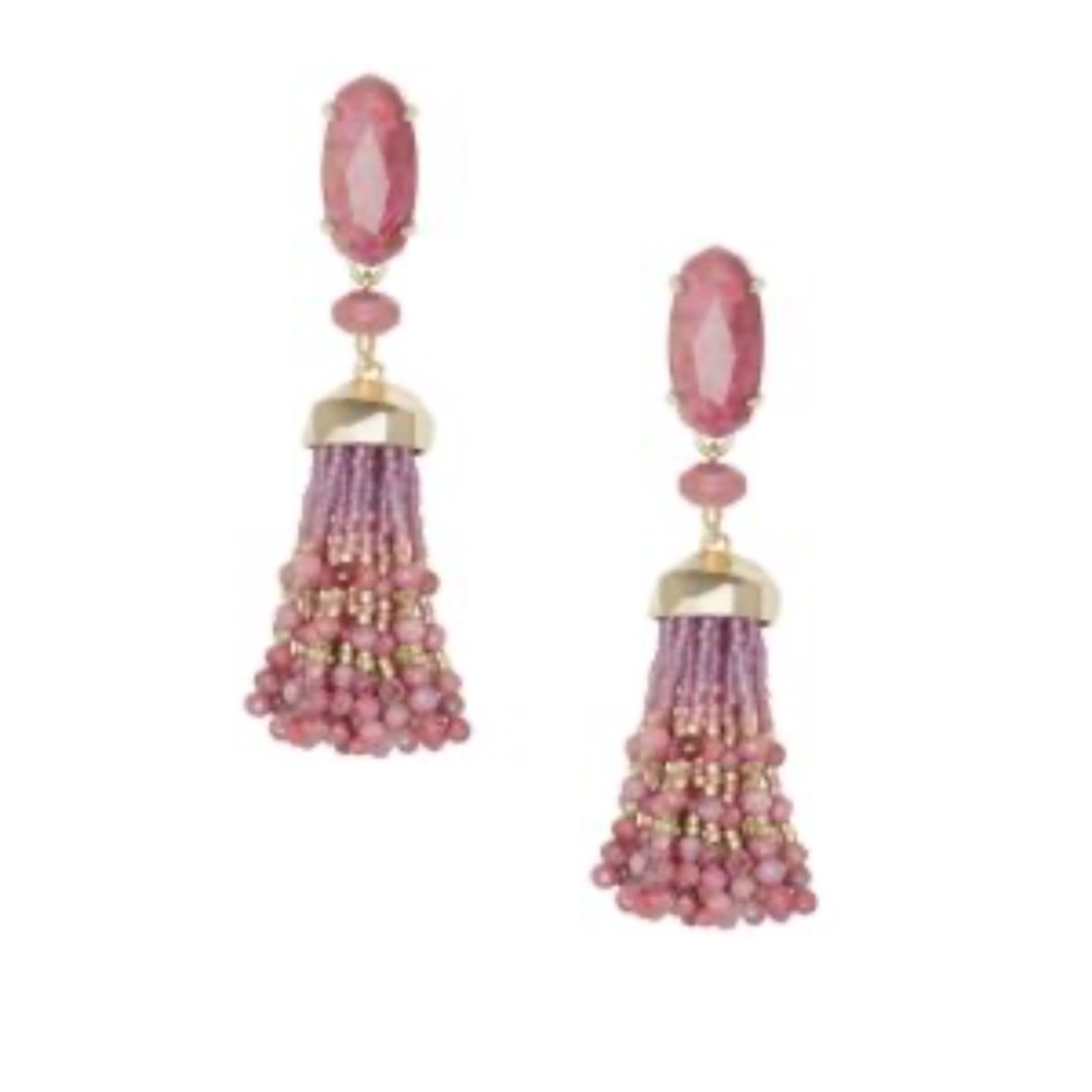 Kendra Scott Rose and Gold Beaded Tassel Earrings